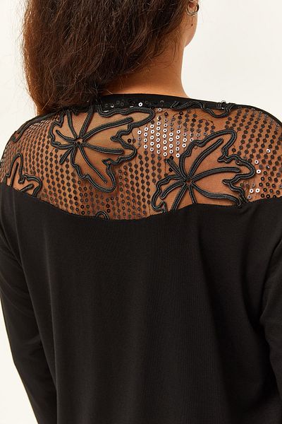 Ebsumu Women's Plus Size Backless Black Blouse