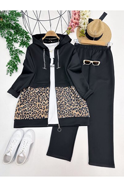 YEDİLALE Double Suit with Leopard Chain Detail