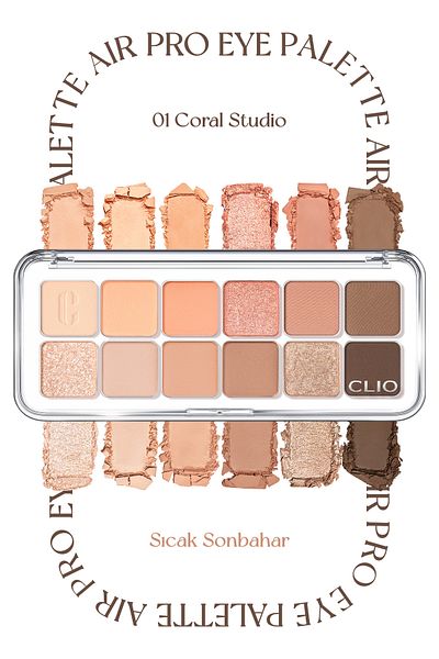 CLIO Clio Pro Eye Palette Air - Eye Shadow Palette with Light Texture and Intense Colors (01 Coral Studio)