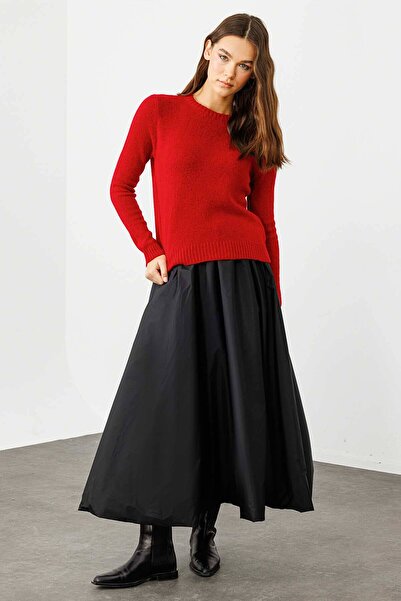 Hooopstore Bisiklet Yaka Fit Triko Kırmızı Kazak