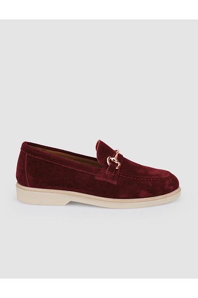 Cabani 100% Genuine Leather Burgundy Suede Women's Loafer