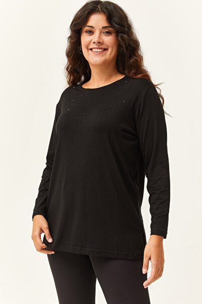 Ebsumu Γυναικεία Πλάτη Plus Size Χαμηλή Μαύρη Μπλούζα