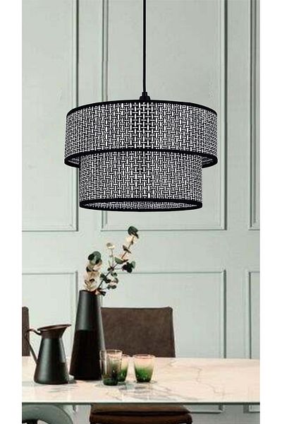 Emg DesiGn Rattan 2 Tier Cake Pendant Lamp Chandelier Children's Room Bedroom Living Room Kitchen Hall