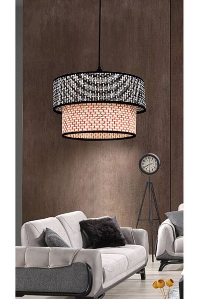 Emg DesiGn Rattan 2 Tier Cake Pendant Lamp Chandelier Children's Room Bedroom Living Room Kitchen Hall
