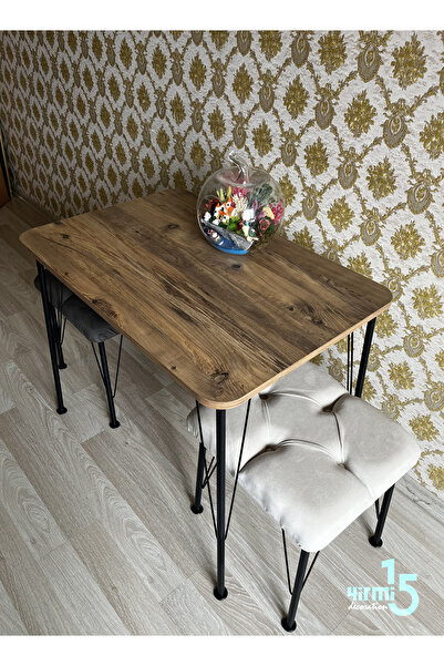 Yirmi15 Siyah Metal Ayaklı 60x90 Cm Eclipse (TEK MASA) Mutfak Masası Balkon M...