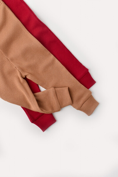BabyCosy Set of 2 Unisex Baby Pants - Brown/red