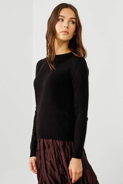 Hooopstore Πλεκτό Crew Neck Fit Μαύρο Πουλόβερ