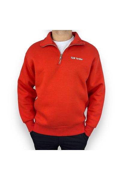 T&M Vertino Half-Neck Zippered Oversize High Quality Sweatshirt-Red