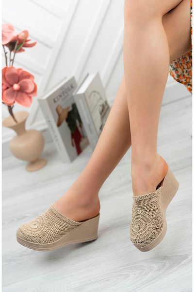 epaavm Wedge Heel Closed Front Braided Women's Slippers
