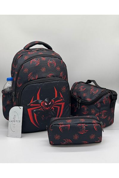 Bevitton Primary School Bag Character Printed Orthopedics Set of 3 Boys Black Primary School Bag