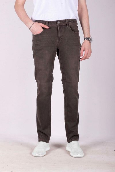 DENİM LONİ Ανδρικό τζιν παντελόνι Rodoc Regular Fit - Καφέ Lycra, Big Size - 6776