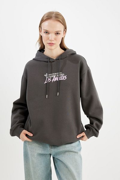 DeFacto Coool Oversize Wide Fit Hooded Printed Thick Fabric Sweatshirt