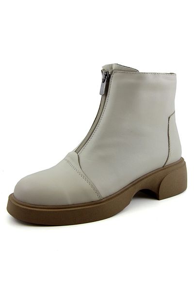 Erkan Saçmacı Zabrina Beige Genuine Leather Zippered Heeled Boots