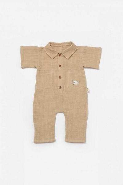 BabyCosy Salopeta Cu Maneca Scurta Si Nasturei Sheep,abricot,
