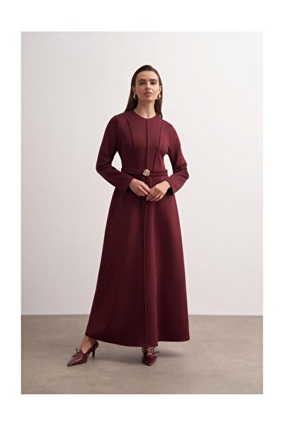 FUSHYA Gül Tokalı Dikiş Detaylı Scuba Elbise