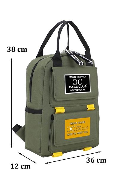 TB Terzi Bey Σχολικό σακίδιο πλάτης Case Club Unisex με μοτίβο με ετικέτα Χακί