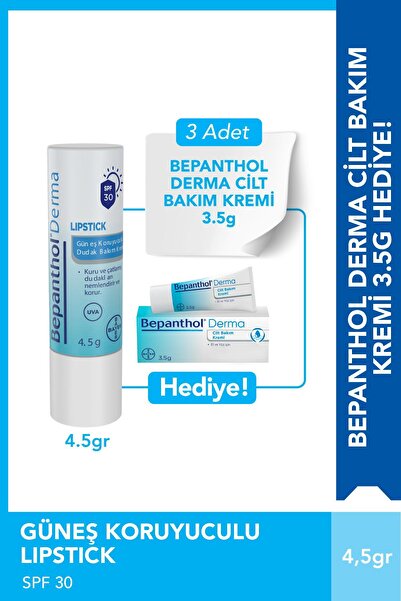 Bepanthol Lipstick Güneş Koruyuculu Dudak Bakım Kremi 4,5 G 3 Adet Cilt Bakım Kremi 3.5 G