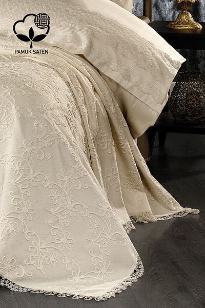 Nazik Home Juliette Embroidered Double 7 Piece Duvet Cover Pique Set