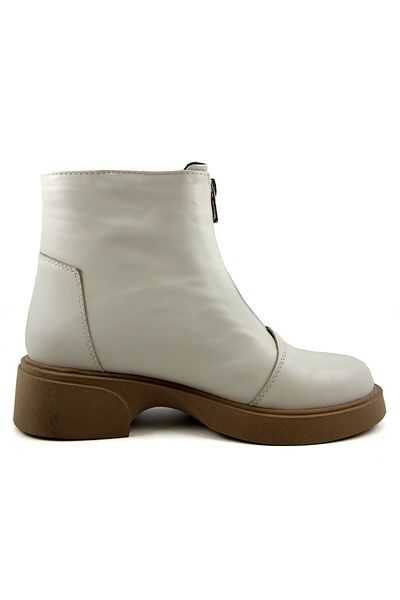 Erkan Saçmacı Zabrina Beige Genuine Leather Zippered Heeled Boots