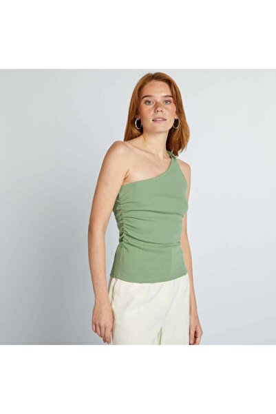 KIABI Ribbed vest top with asymmetric strap green