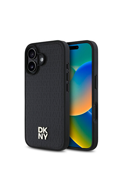 Dkny iPhone 16 Uyumlu Kılıf DKNY  Lisanslı Magsafe Şarj Özellikli 3D Yazılı R...