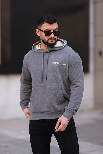 Newtime Мъжки суитшърт с качулка и щампа Oversize, полар