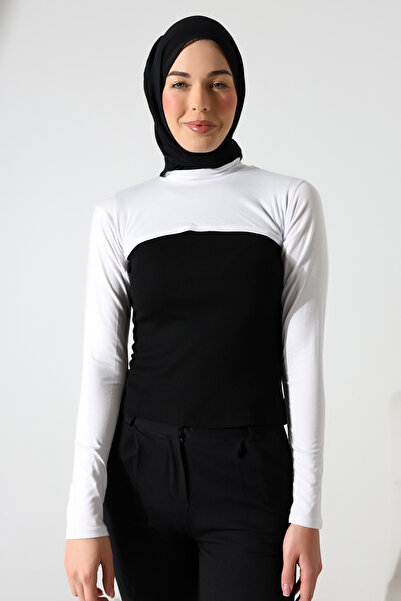 ihvan online Λευκό ζιβάγκο Hijab Λαιμόκοψη μανίκια