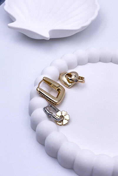 Radino Collection أقراط نسائية VIP Steel Vintage مطلية بالذهب والفضة بدون تشويه