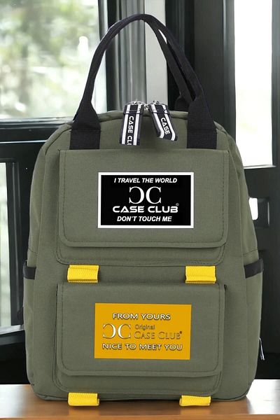 TB Terzi Bey Σχολικό σακίδιο πλάτης Case Club Unisex με μοτίβο με ετικέτα Χακί
