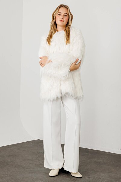 Hooopstore Μπουφάν από τεχνητή γούνα εκρού