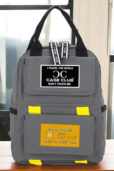 TB Terzi Bey Rucsac de școală cu model autocolant unisex Case Club, gri
