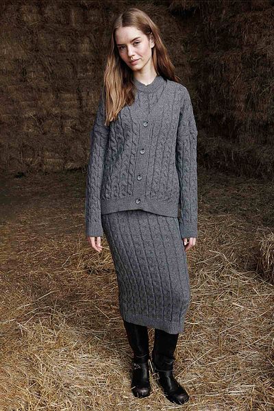 Hooopstore Hair Knit Knitwear Anthracite Dress Cardigan Set