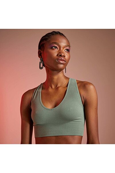 KIABI Ribbed knit vest top kakhi