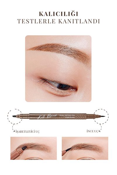 CLIO Semi Permanent Eyebrow and Makeup Trimmer Pen Set Clio Kill Brow Dual Tattoo Pen Set (02 Light Brown)