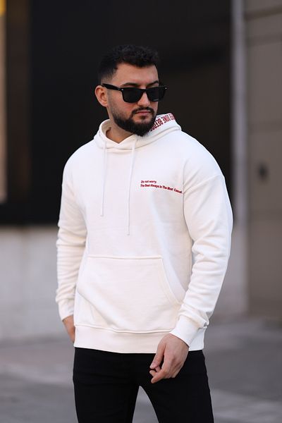 Newtime Men's Oversize Hooded Lettered Sweatshirt Fleece