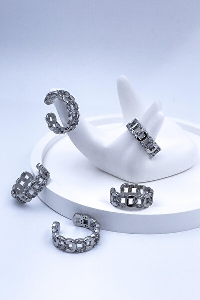 Radino Collection خاتم نسائي VIP ذهبي من الزركون قابل للتعديل من الفولاذ المقاوم للتشويه