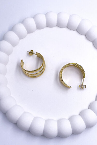 Radino Collection Women's Gold Half Hoop Design Steel Earrings Does Not Tarnish