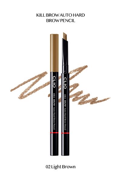 CLIO Clio Kill Brow Auto Hard Pencil - Thin Hexagon, Long Cut, Eyebrow Pencil, 02 Light Brown