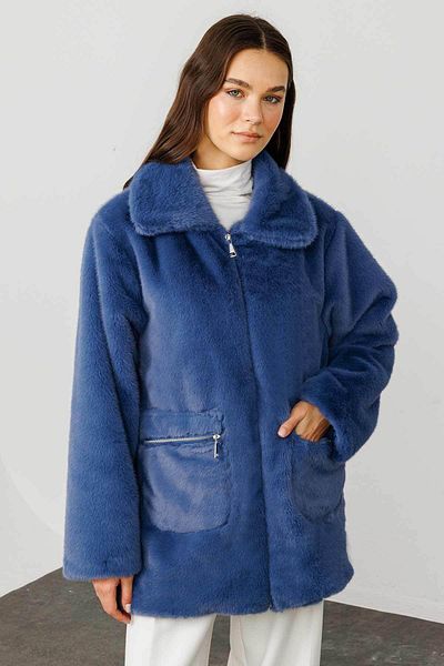 Hooopstore Λούτρινο μπλε παλτό