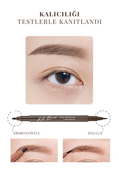 CLIO Semi Permanent Eyebrow and Makeup Trimmer Pen Set Clio Kill Brow Dual Tattoo Pen Set (01 Natural Brown)