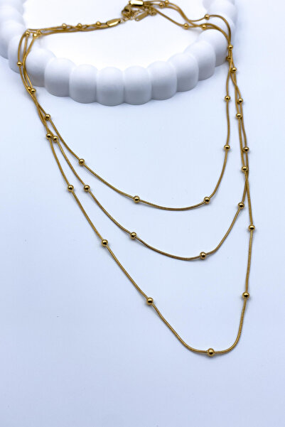 Radino Collection Kadın Zarif Dorika 3lü Renk Atmaz Kararmaz Paslanmaz Çelik Kolye