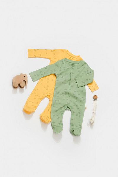 BabyCosy Set 2 Salopete Lungi Printed, , Lamaie/verde