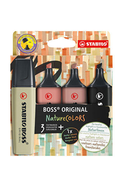 Stabilo BOSS ORIGINAL NatureCOLORS - Fosforlu Kalem - 4'lü Paket - Çeşitli Re...