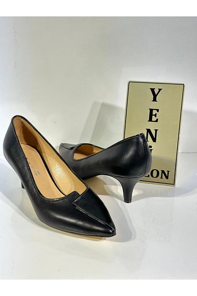 NİSH EXCLUSİVE 2522 Nish Genuine Leather Support Sole Thin Heel Front Detailed Stiletto Mold Stylish Shoes