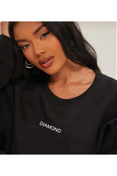 New Shine Φούτερ Unisex 2ip Raster HE LOVE με στάμπα καφέ oversize