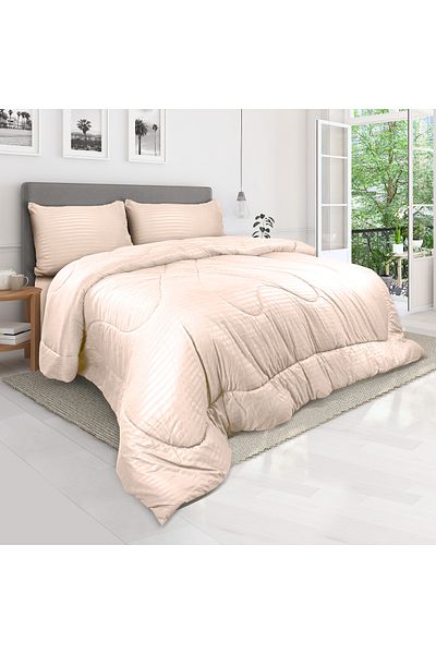Hotel Linen Klub طقم لحاف مخطط - نسيج من الألياف الدقيقة الناعمة للغاية، حشوة من الألياف السيليكونية الناعمة