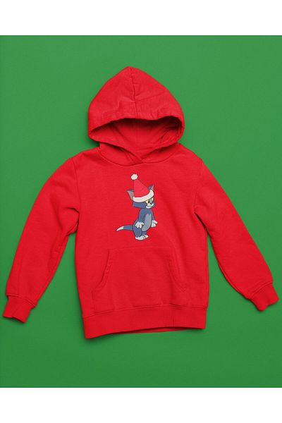 New Shine Унисекс суитшърт с повдигнат червен цвят Tom and Mickey NOSD с голям размер