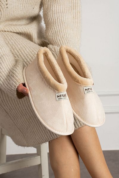 NOVİNS Unisex Soft Plush Home Shoe Light Comfortable Base Home Cover Warm Lining