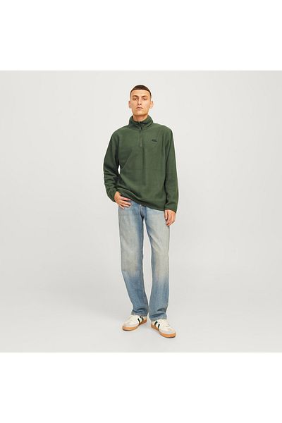 Jack & Jones Мъжки суитшърт от полар Jack&Jones Corp Logo, зелен, с яка стойка