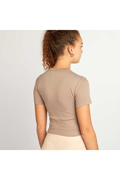KIABI Short-sleeved cropped T-shirt BEIGE